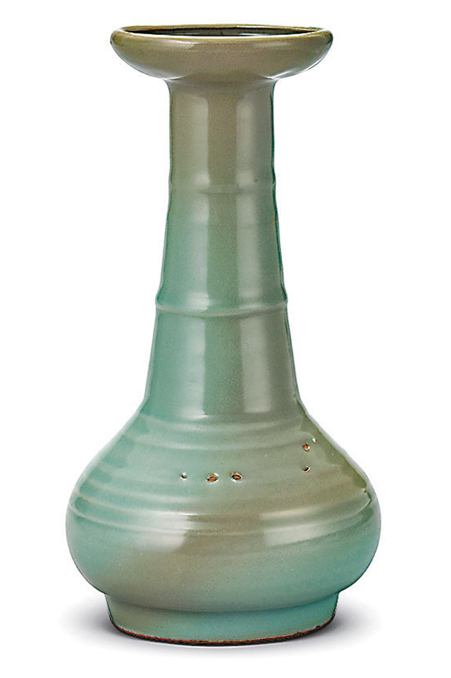 ◆南宋龍泉窯青瓷竹式頸弦紋盤口瓶