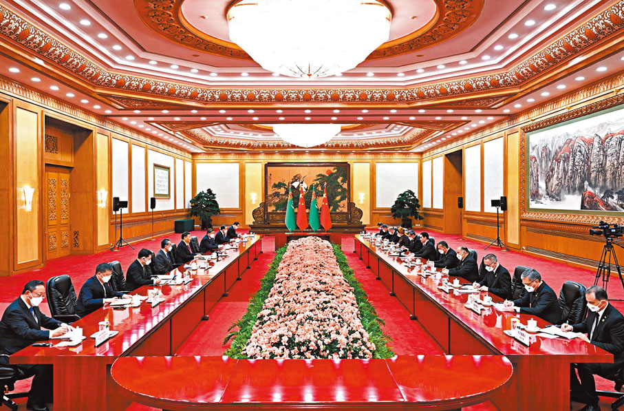 ◆ 2023年1月6日， 習近平同土庫曼斯坦總統謝爾達爾．別爾德穆哈梅多夫舉行會談。 新華社