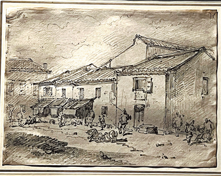 ◆錢納利紙本鉛筆《澳門街景手稿》