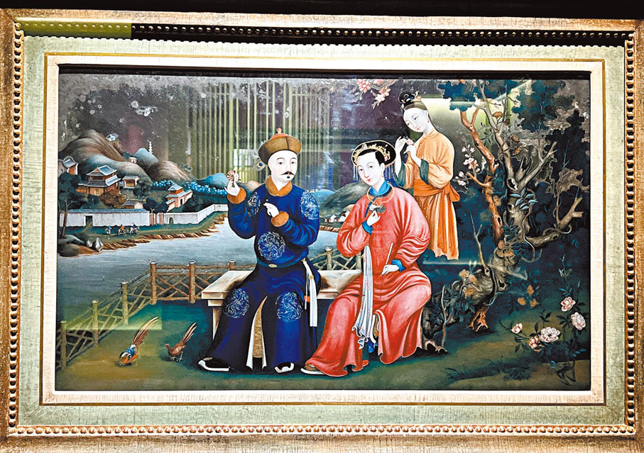 ◆18世紀的《滿大人迎春賞花玻璃鏡畫》