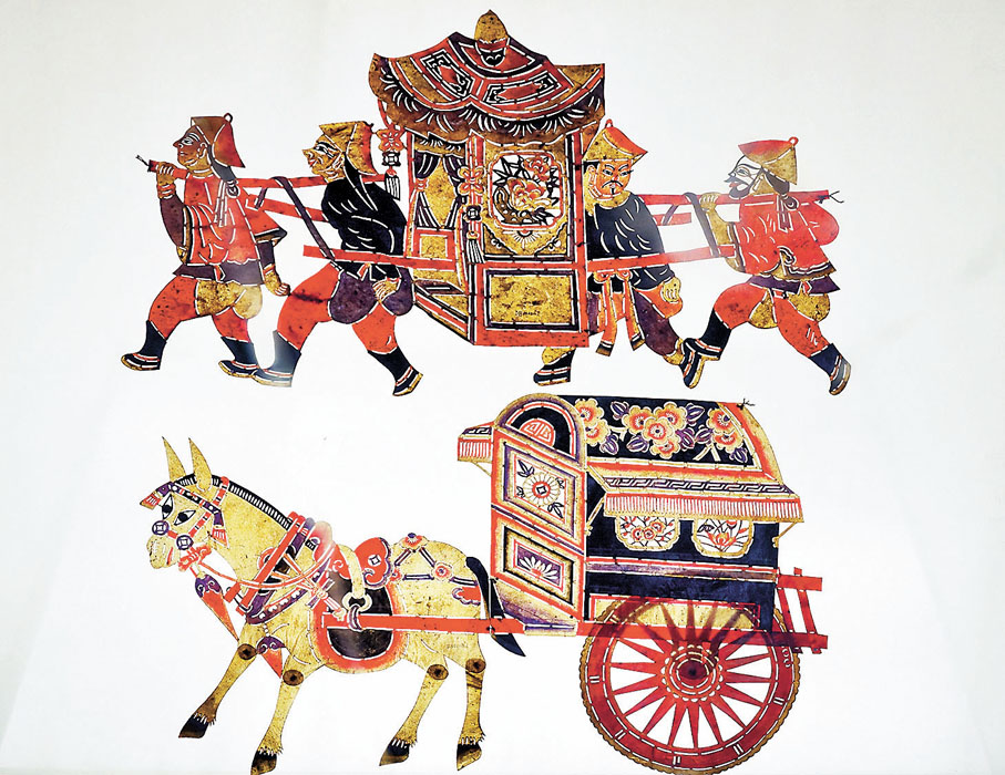 ◆遼南皮影·砌末·四人抬轎、馬拉車
