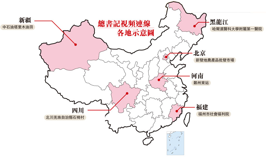 總書記視頻連線各地示意圖