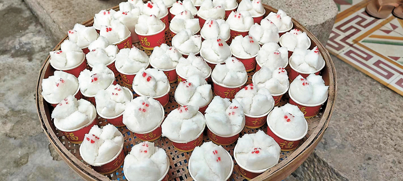 ◆閩南傳統年俗蒸碗糕。 香港文匯報記者蔣煌基  攝