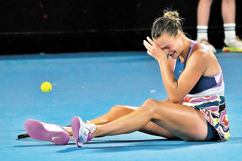 ◆莎芭蘭卡獲勝一刻激動落淚。  美聯社