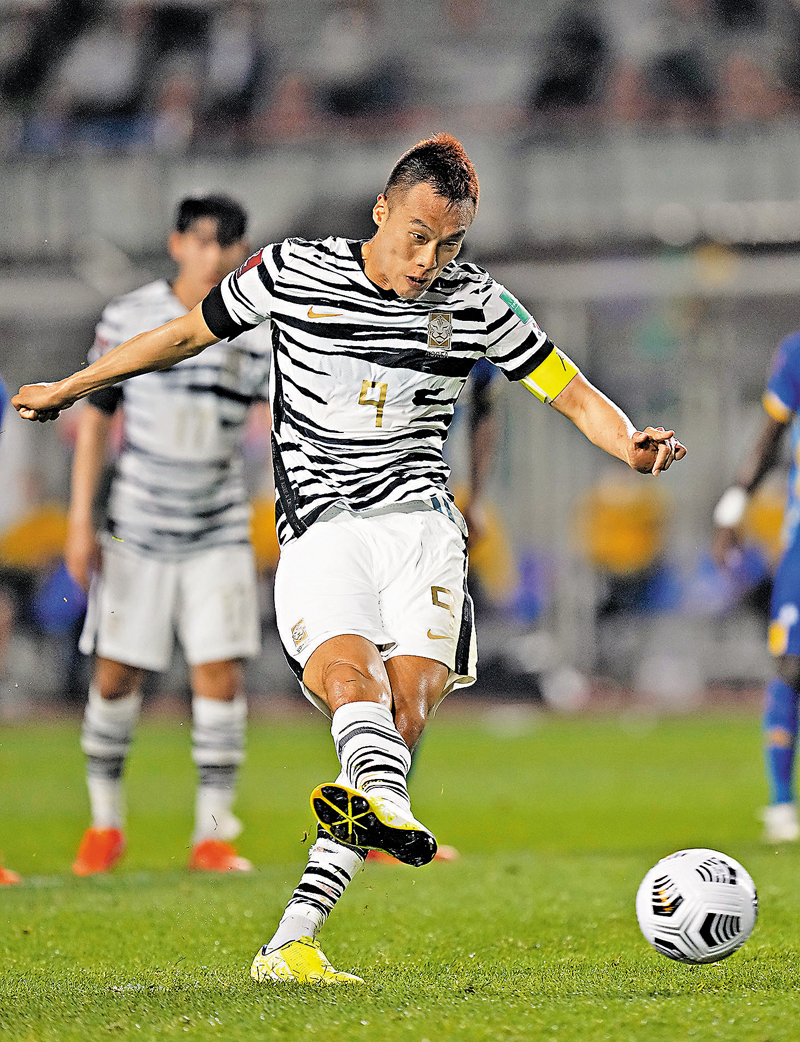 ◆金信煜去年在世界盃外圍賽為韓國隊上陣。 資料圖片