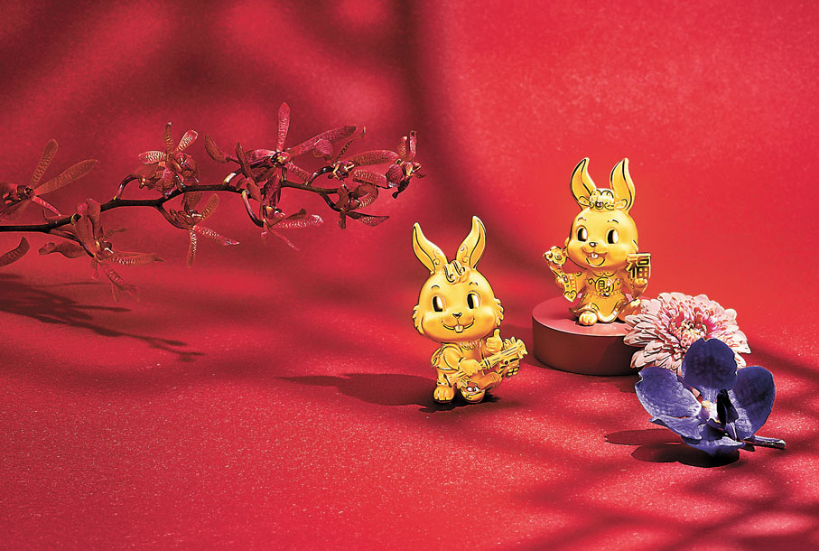 ◆ 黃金擺件「招福兔」。