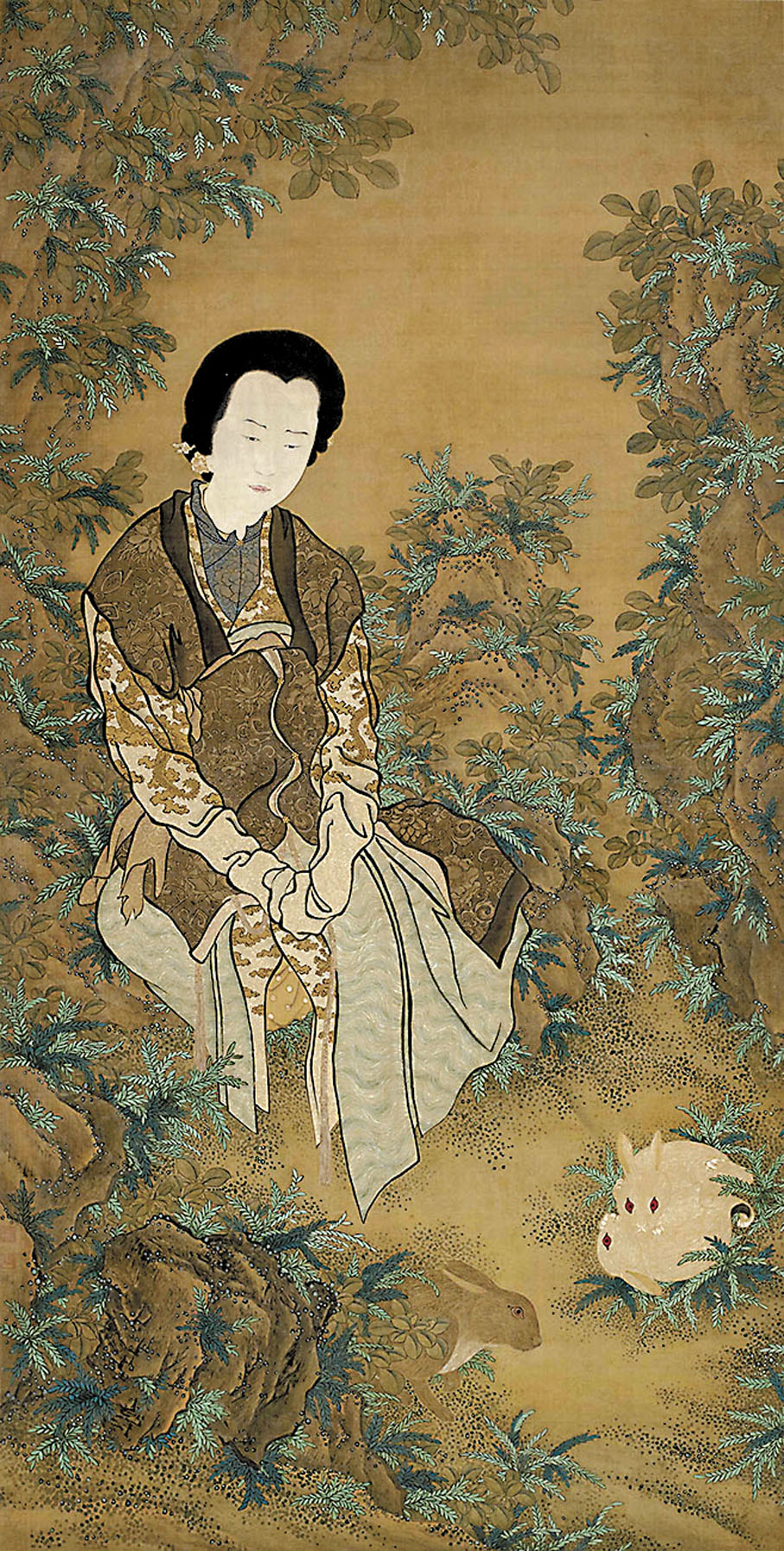 ◆清禹之鼎《仕女三兔圖》