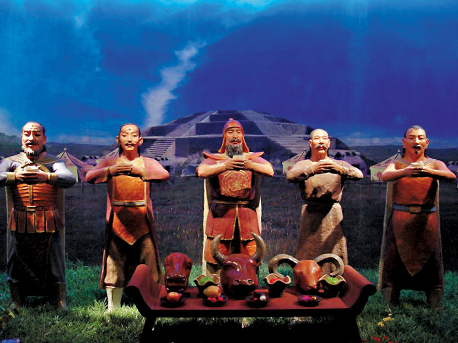 ◆ 鮮卑族在北魏孝文帝時代大幅度漢化。圖為博物館還原鮮卑族原有的習俗。 資料圖片