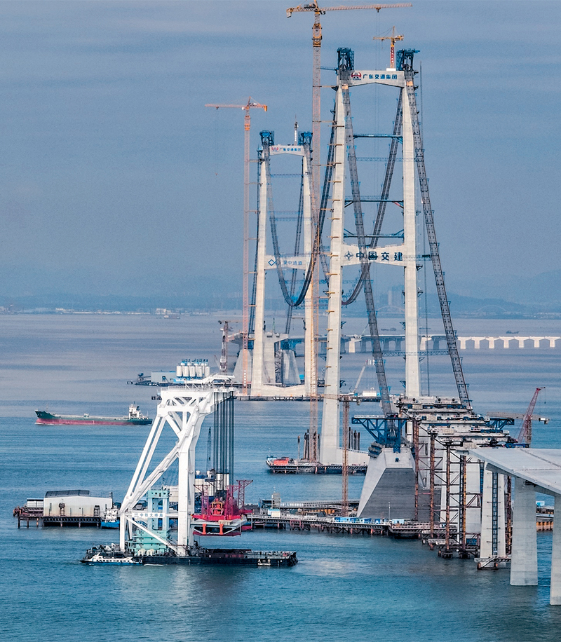 ◆大灣區建設加速。圖為建設中的深中通道。香港文匯報廣州傳真