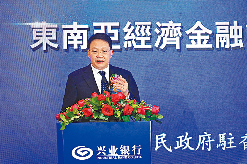 ◆ 尹宗華表示，希望研究院為推進「一帶一路」高質量發展提供更多的支持與貢獻。 香港文匯報記者曾興偉  攝