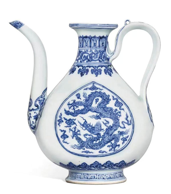 ◆明永樂 御製青花五爪雲龍紋執壺