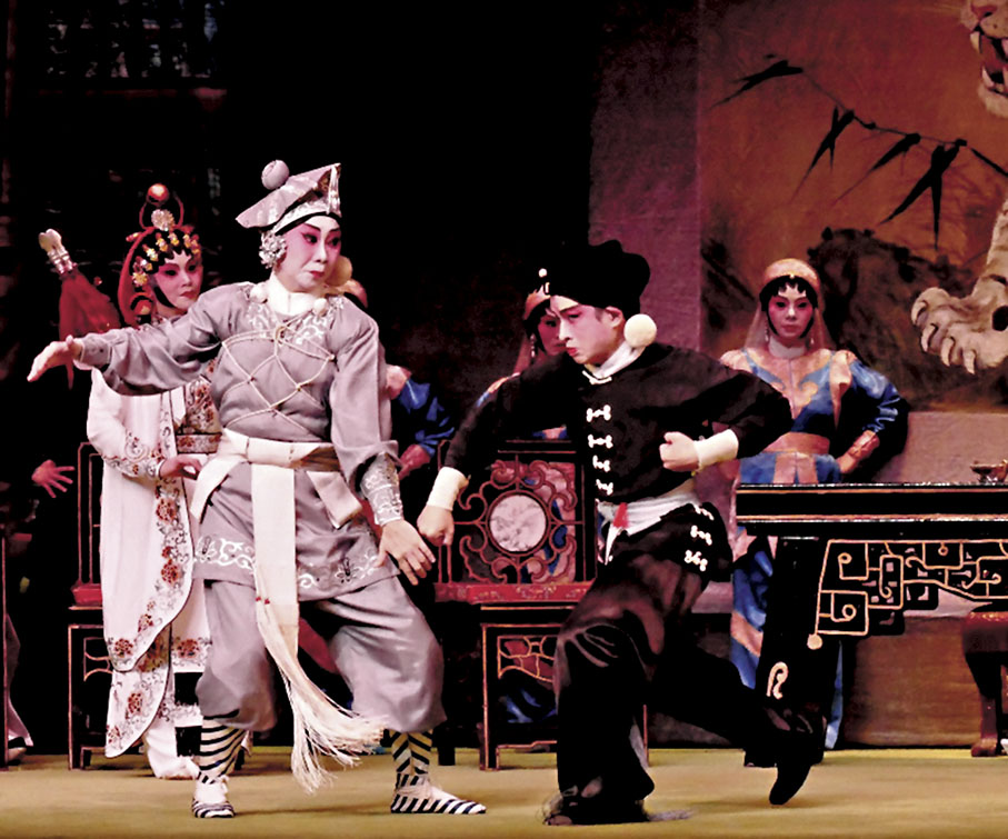 ◆藝青雲演的少俠司馬恢與蘇鈺橋演的武林盟主門下的洪怒以南派武藝大打出手。