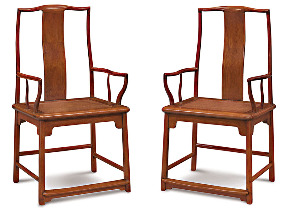 ◆明末清初黃花梨南官帽椅一對。圖片來源：佳士得