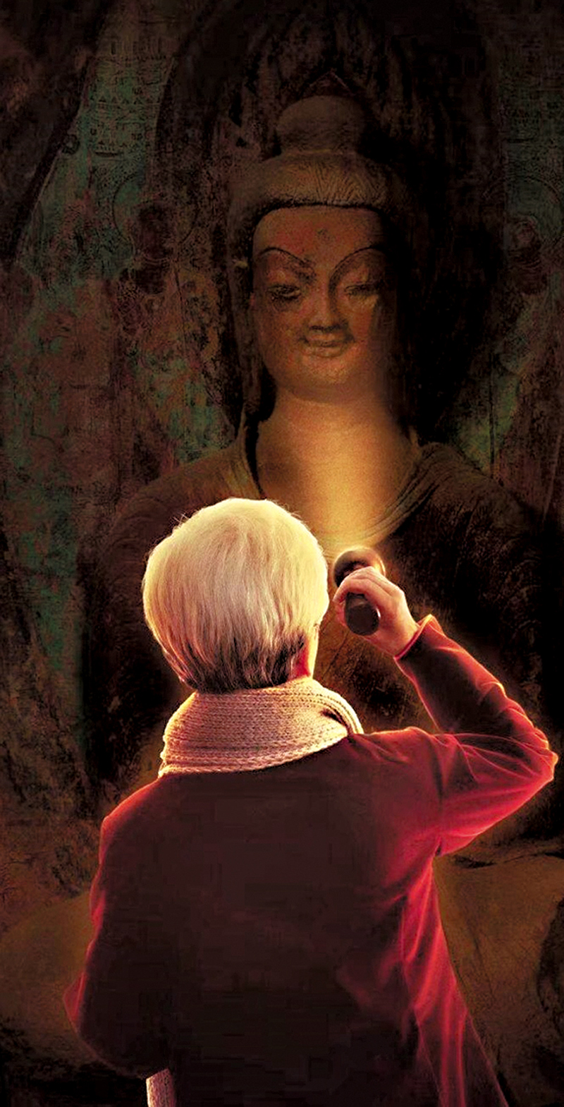 ◆茅善玉滿頭白髮演樊錦詩，希望透過電影讓敦煌文化得以在世界舞台上傳播。