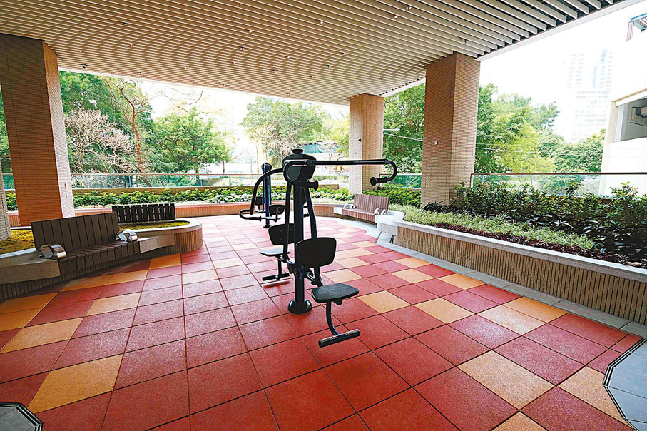 ◆豐頤居設有平台花園，備有健身器械供租戶享用。 香港文匯報記者涂穴  攝