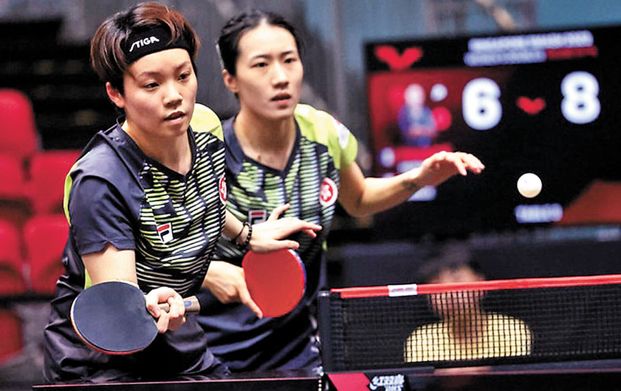 ◆杜凱琹（左）和朱成竹未能過關。  乒總圖片