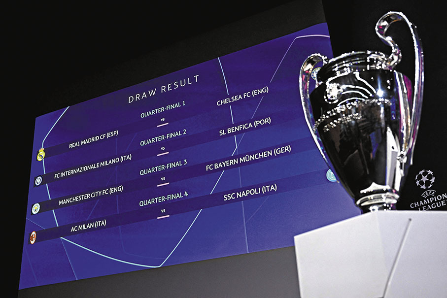 ◆歐聯8強及4強抽籤結果昨晚出爐。  法新社