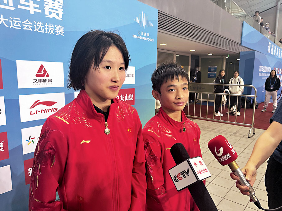 ◆許楠（左）/蘇志文賽後接受傳媒訪問。香港文匯報記者夏微  攝