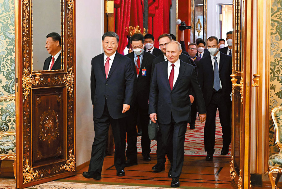 ◆當地時間3月21日下午，國家主席習近平在莫斯科克里姆林宮同俄羅斯總統普京舉行會談。 法新社