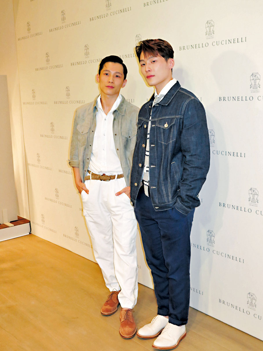 ◆ 劍擊運動員崔浩然(右)與湯君慈一同現身前晚的時尚活動。