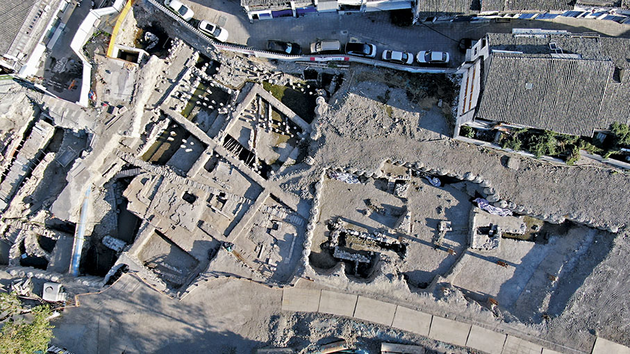 ◆浙江溫州朔門古港遺址發掘出的古碼頭遺址。 新華社