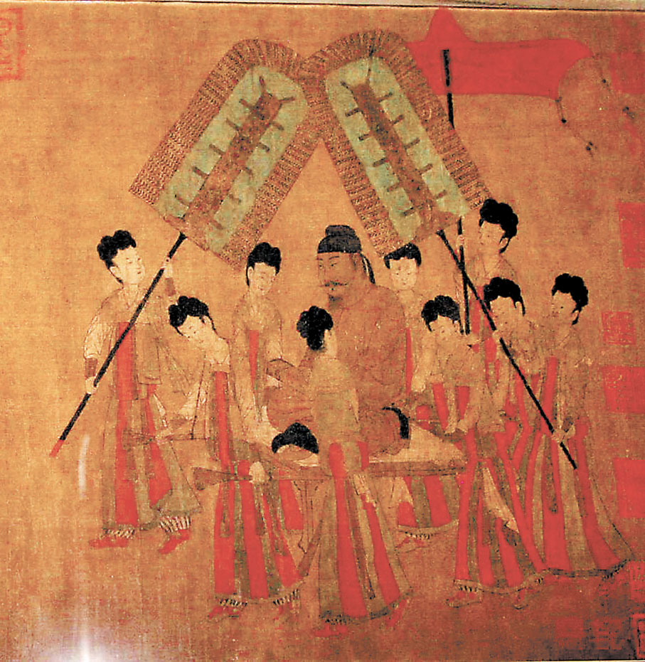 ◆ 唐太宗確立了不少政治制度，為後世所參考。圖為《步輦圖》中的唐太宗。 資料圖片