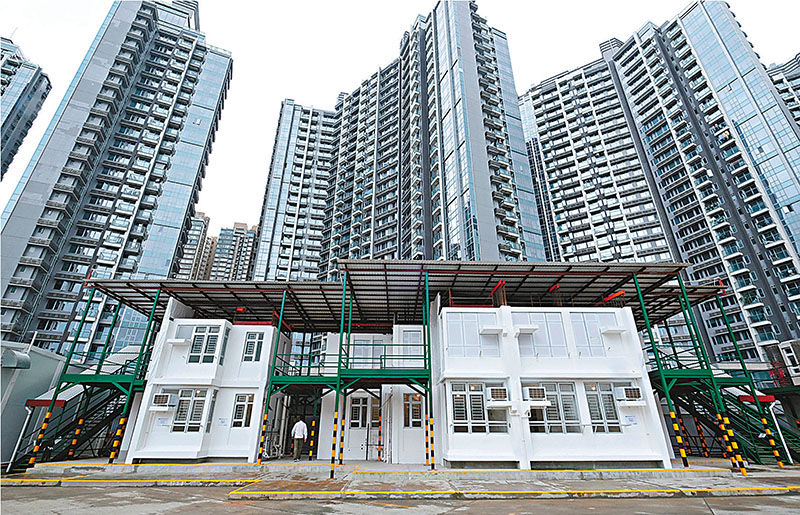 ◆「組裝合成」建築法模擬搭建單位的外部情況。香港文匯報記者涂穴  攝