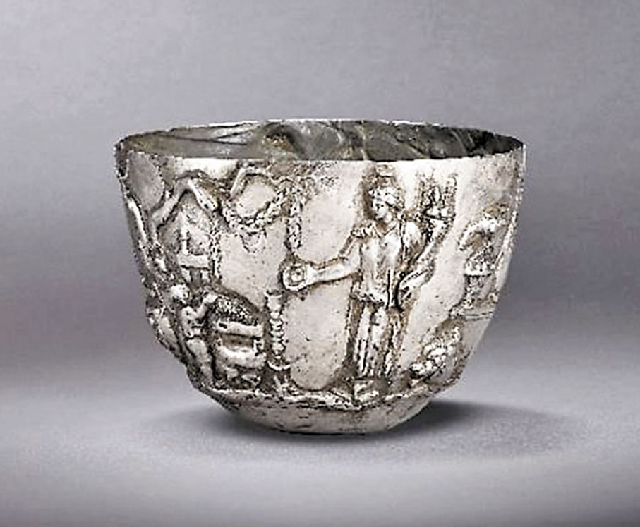 ◆西亞或犍陀羅 酒神像銀杯  公元前一世紀晚期至公元一世紀初期