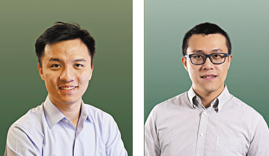 ◆《麻省理工科技評論》日前公布2022年中國地區「35歲以下科技創新35人」，向超（左）獲選為「先鋒者」，楊易（右）獲選為「發明家」。 港大圖片