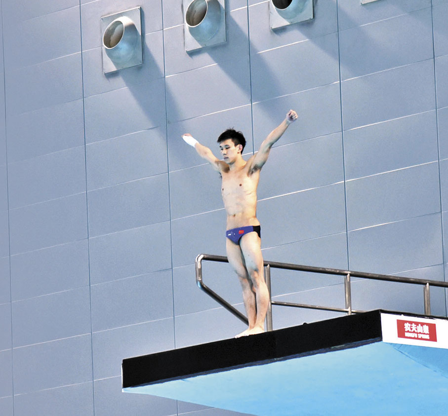 ◆楊昊奪得男子10米跳台金牌。  香港文匯報記者李陽波 攝
