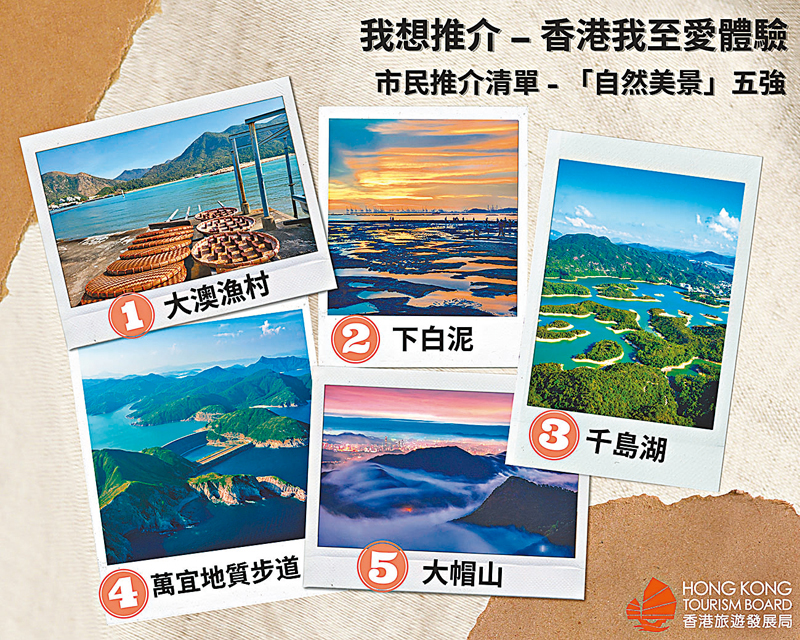 ◆巿民推介的「自然美景」五強。