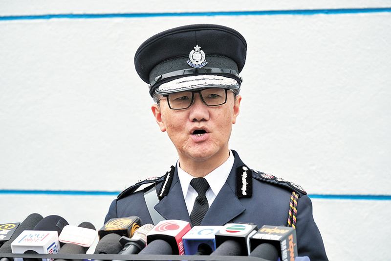 ◆警務處處長蕭澤頤指，遊行及集會有需要規範，強調掛牌等措施並非不尊重。 香港文匯報記者涂穴  攝