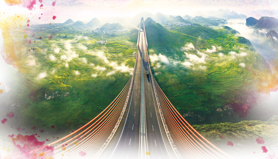 ◆ 壩陵河大橋，近年來，貴州建設了兩萬多座高速公路和高速鐵路大橋，在山地貴州再造了一個「高速平原」，交通優勢今非昔比。