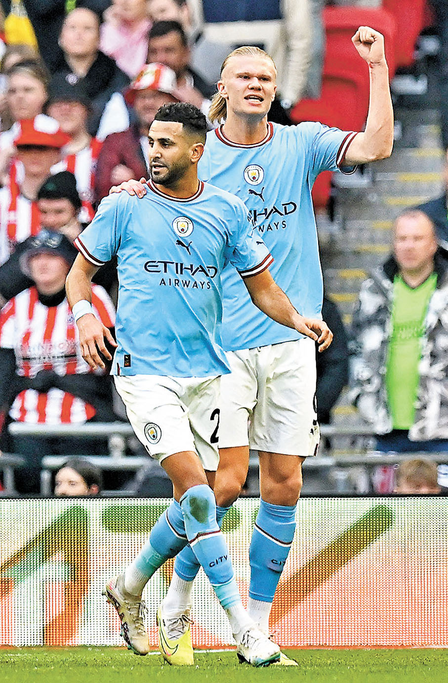 ◆曼城前場主力夏蘭特（右）和馬列斯均近況大勇。資料圖片