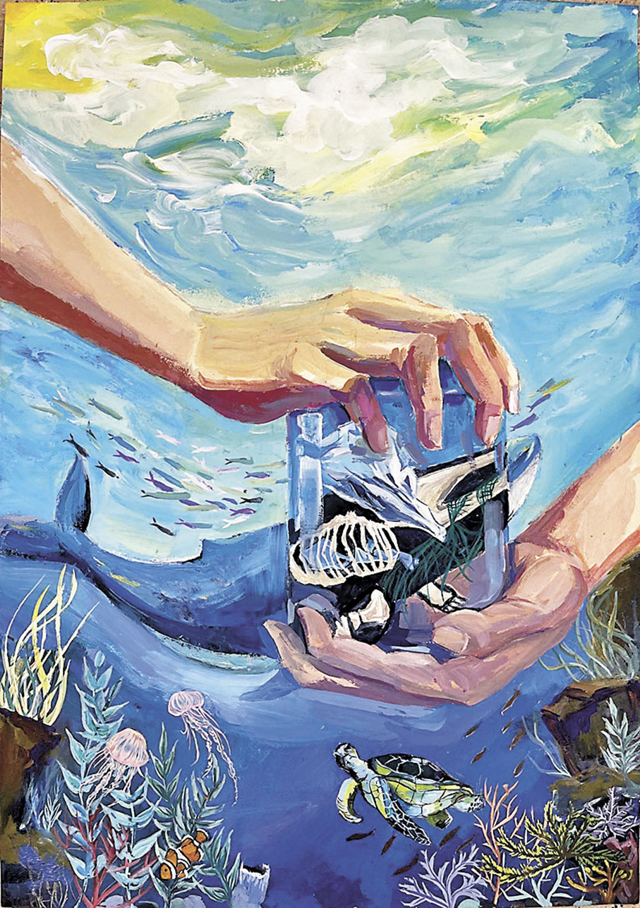 ◆ 何文田官立中學張明悅的作品《手中的尸骸》。