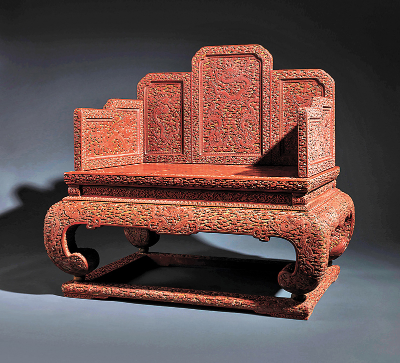 ◆清乾隆御製剔彩雲龍寶座 （圖片來源：佳士得）