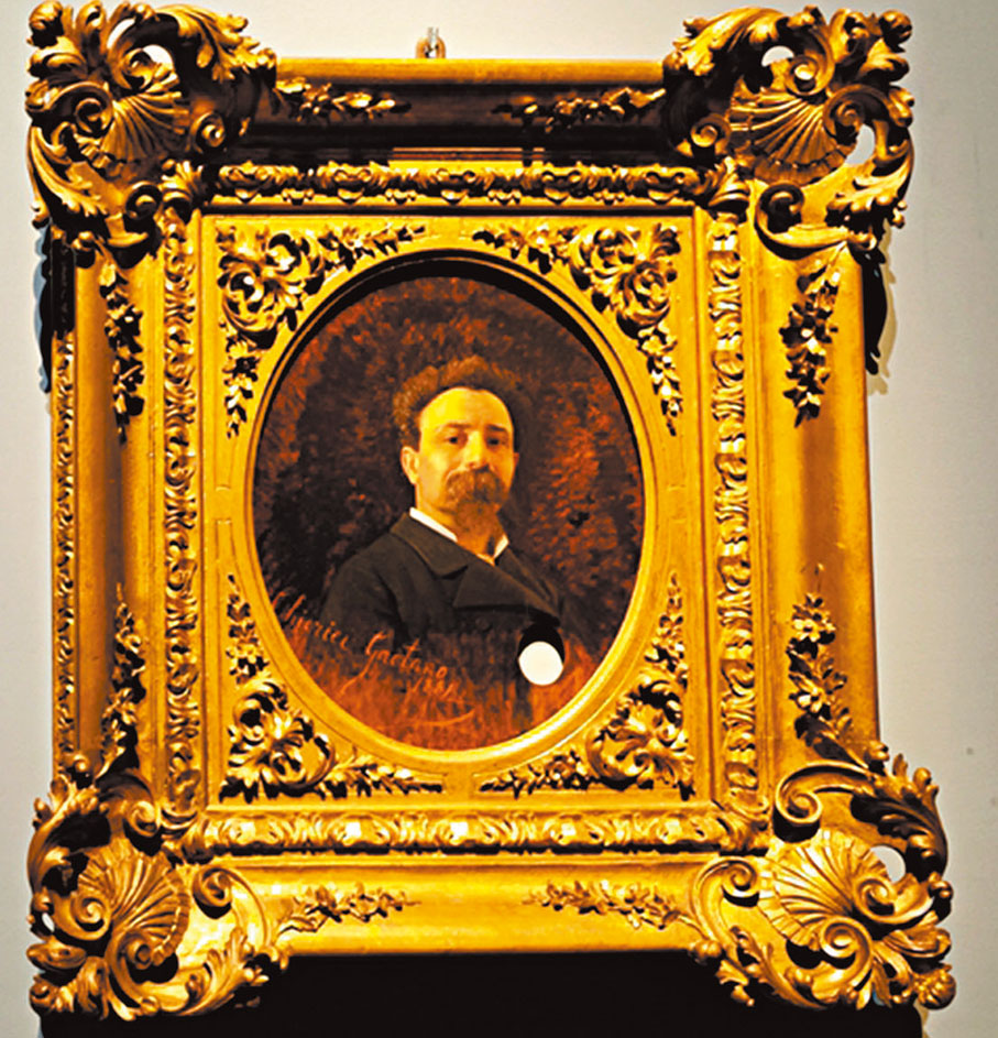 ◆畫在調色板上的加埃塔諾·基耶里奇自畫像。