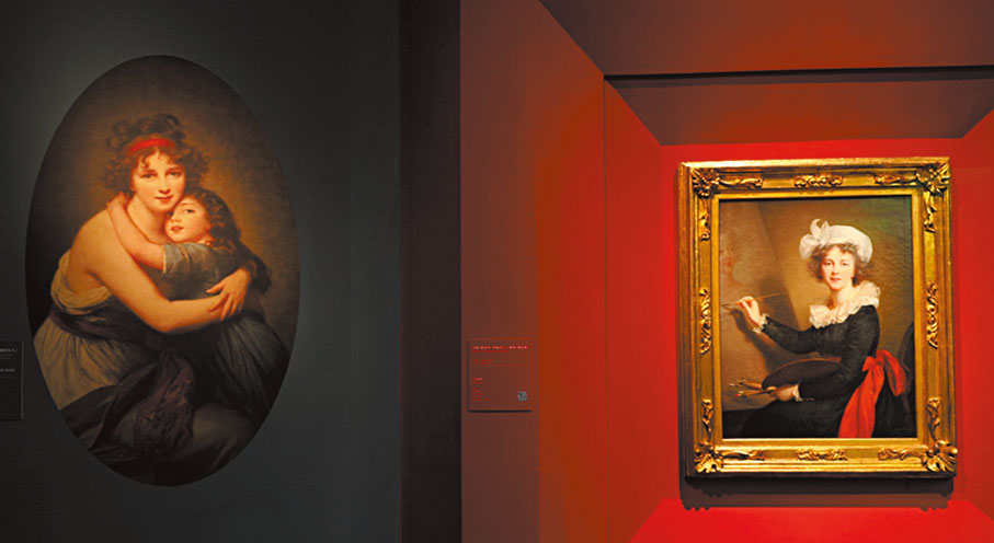 ◆伊麗莎白·維熱-勒布倫自畫像（右）及其作品。