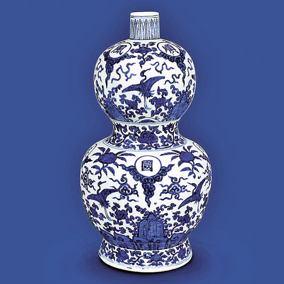 ◆青花「風調雨順‧國泰民安」葫蘆瓶  明  嘉靖（1522-1566）