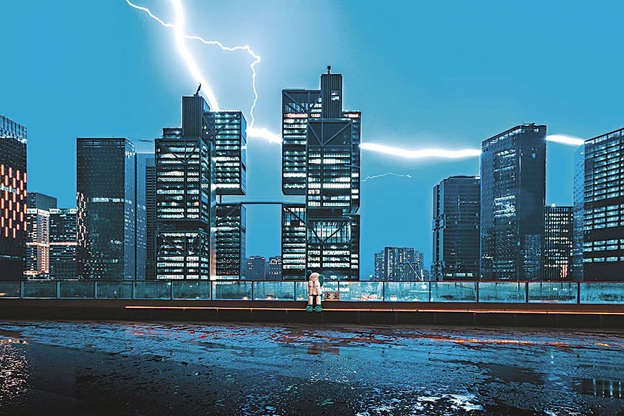 ◆吉子軒拍攝的「天空之城」科技感十足。 香港文匯報 深圳傳真