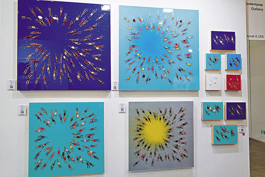 ◆混合媒介作品深受年輕藏家喜愛。  黃依江 攝