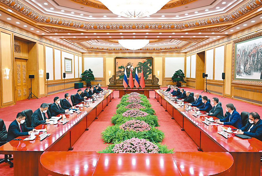 ◆5月24日下午，習近平會見俄羅斯總理米舒斯京。 新華社