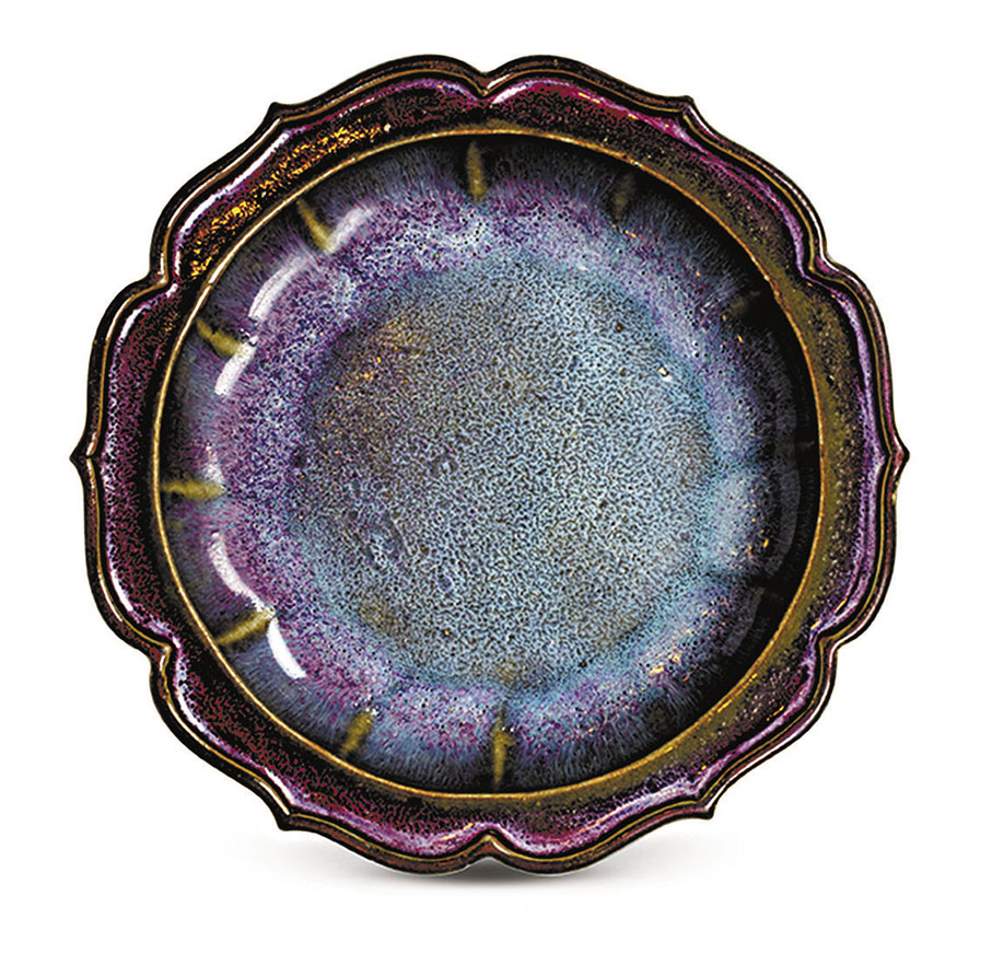 ◆明十五世紀初鈞窯玫瑰紫釉棱口水仙盆