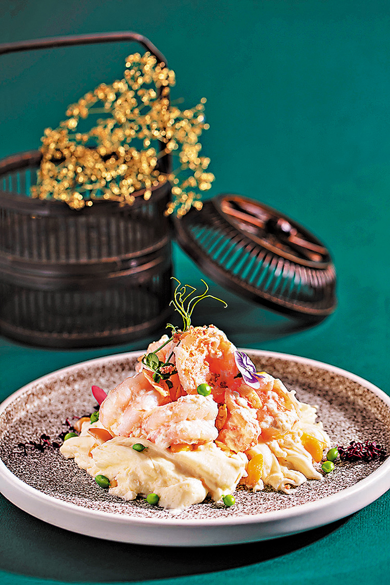 ◆欖仁銀杏蝦球炒鮮奶