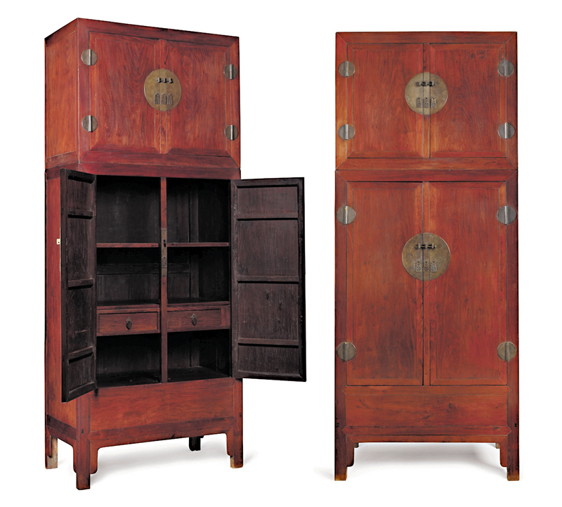 ◆明末清初黃花梨頂箱櫃（一對）