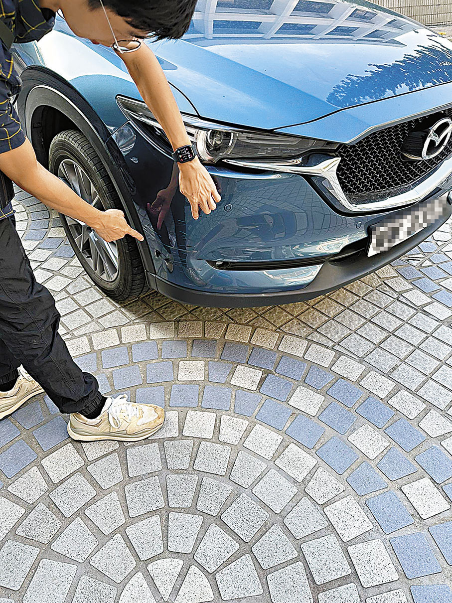 ◆陳先生的車曾被公路垃圾刮出多道花痕。 受訪者供圖