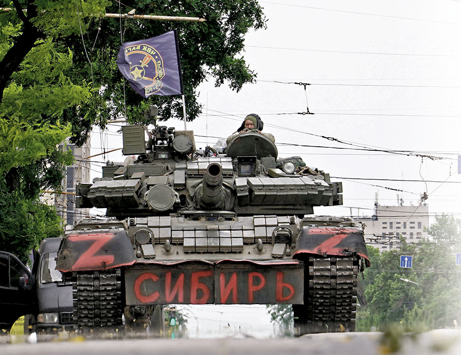 ◆瓦格納在嘩變期間曾出動主戰坦克。法新社