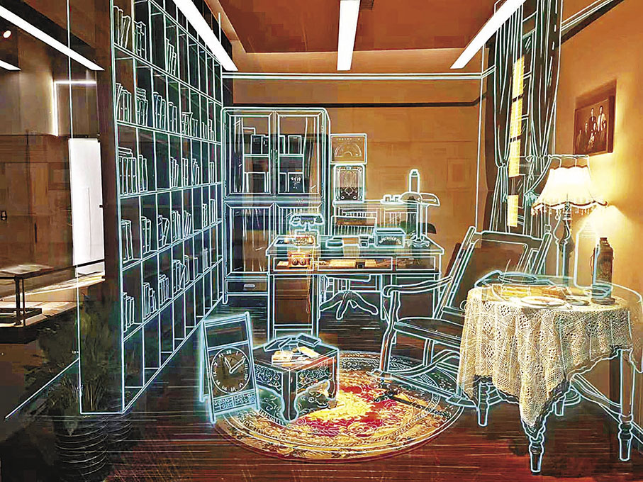 ◆3D技術展示舊時書房。香港文匯報記者 倪夢璟  攝