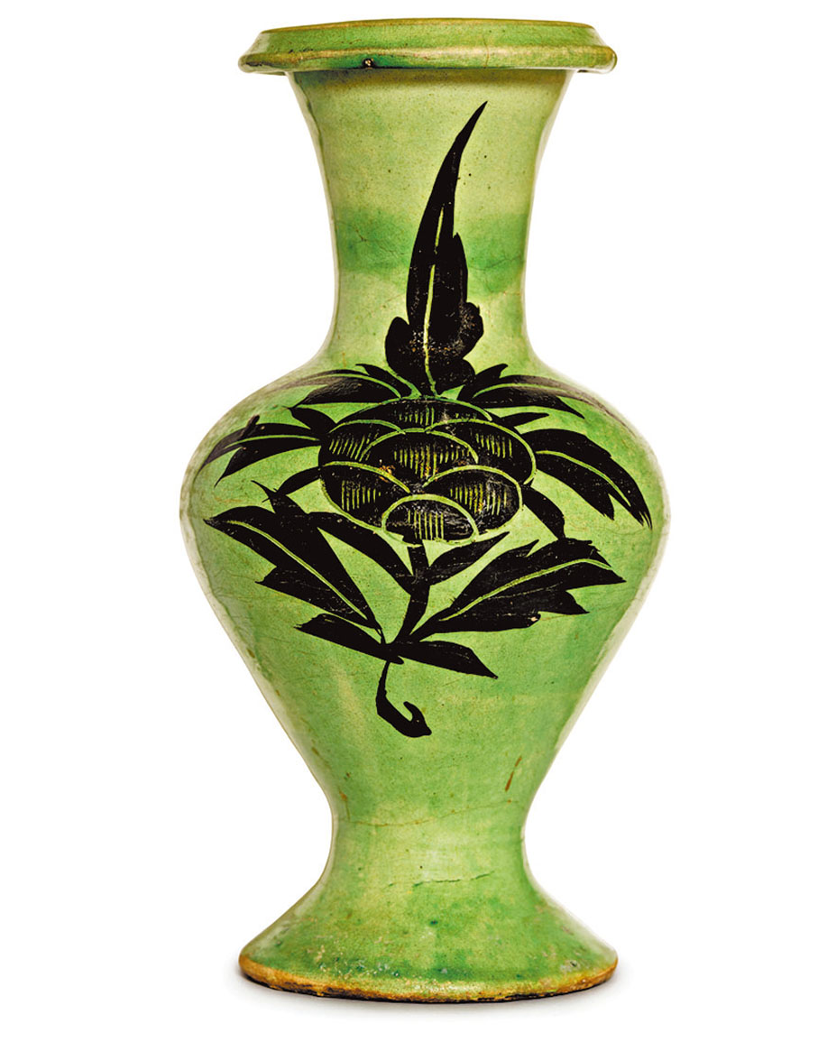 ◆金磁州窯剔花盤口瓶。圖片來源：《香港珍藏大展》