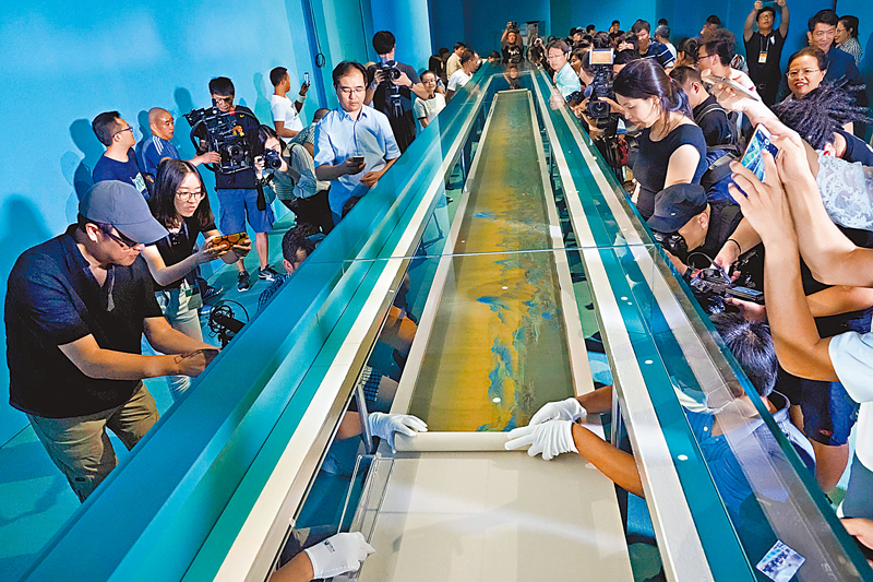 ◆圖為《千里江山圖》在2017年的公開展覽。 資料圖片